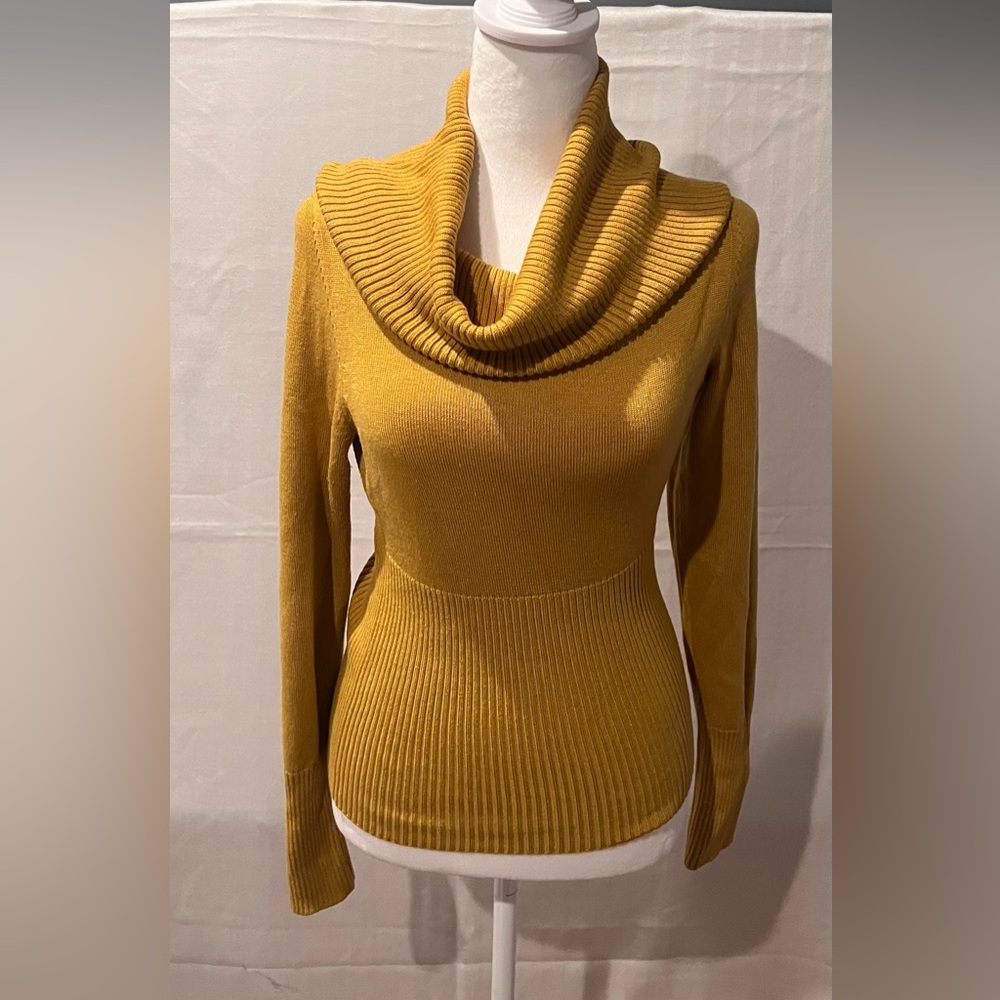Cowl Neck Sweater Size Medium INC Mustard Yellow